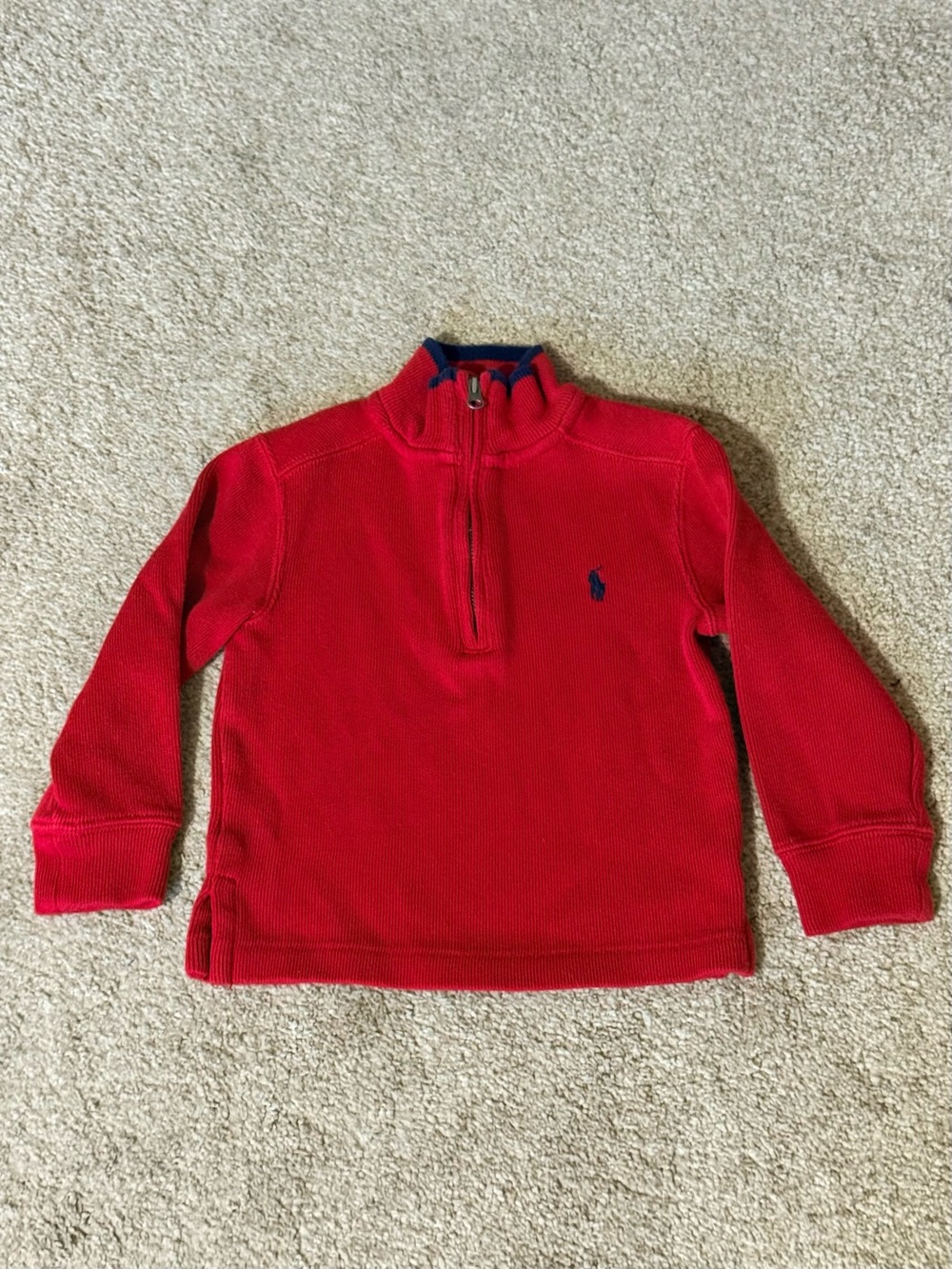 Polo by Ralph Lauren Red Half-Zip Pullover with Navy Logo